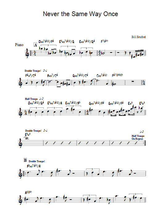Download Bill Bruford Never The Same Way Once Sheet Music