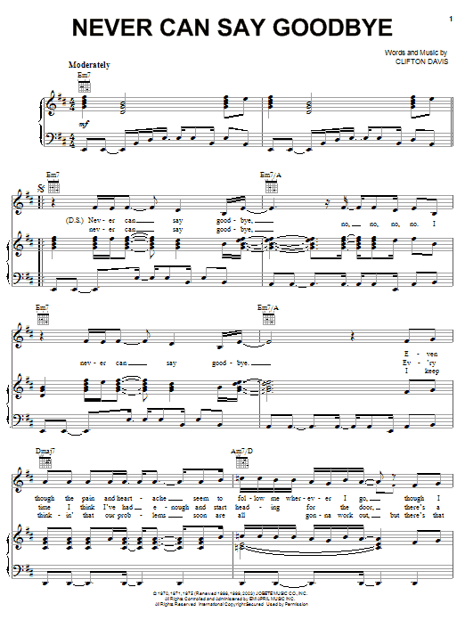 Download The Jackson 5 Never Can Say Goodbye Sheet Music