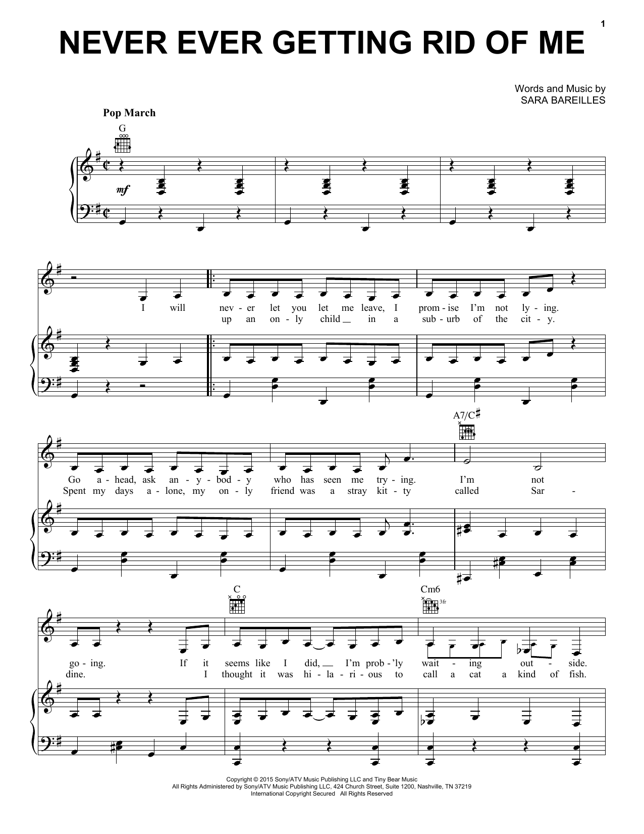 Download Sara Bareilles Never Ever Getting Rid Of Me (from Wait Sheet Music