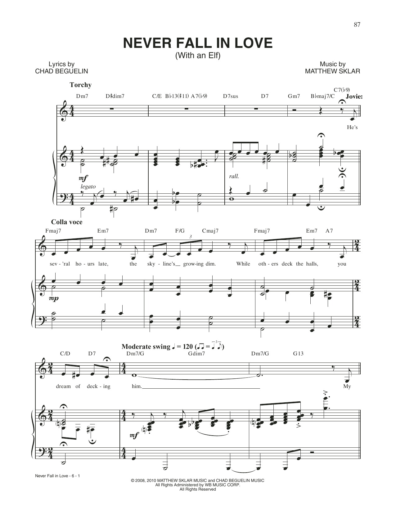 Download Matthew Sklar & Chad Beguelin Never Fall In Love (With An Elf) (from Sheet Music