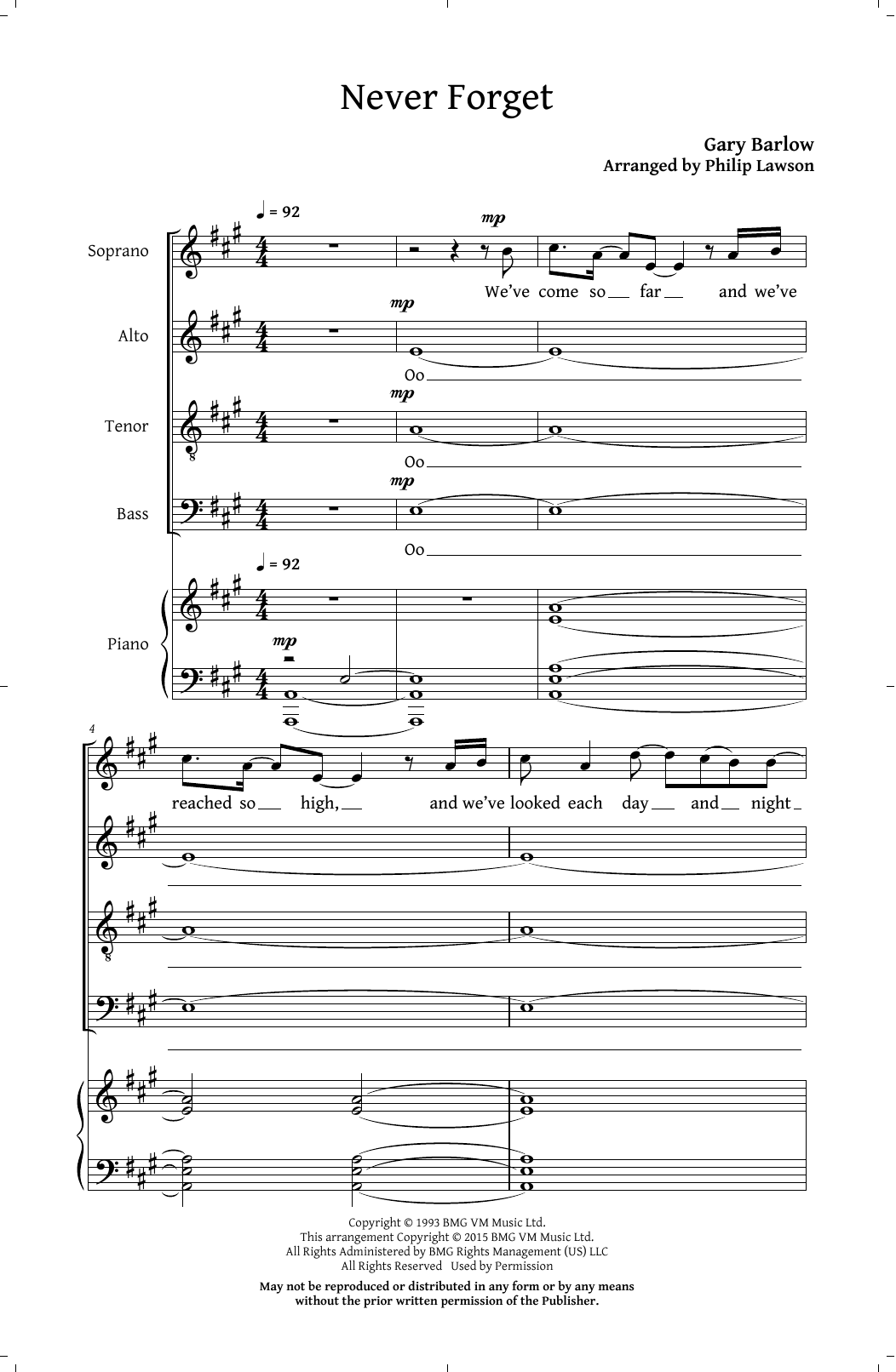Download Take That Never Forget (arr. Philip Lawson) Sheet Music