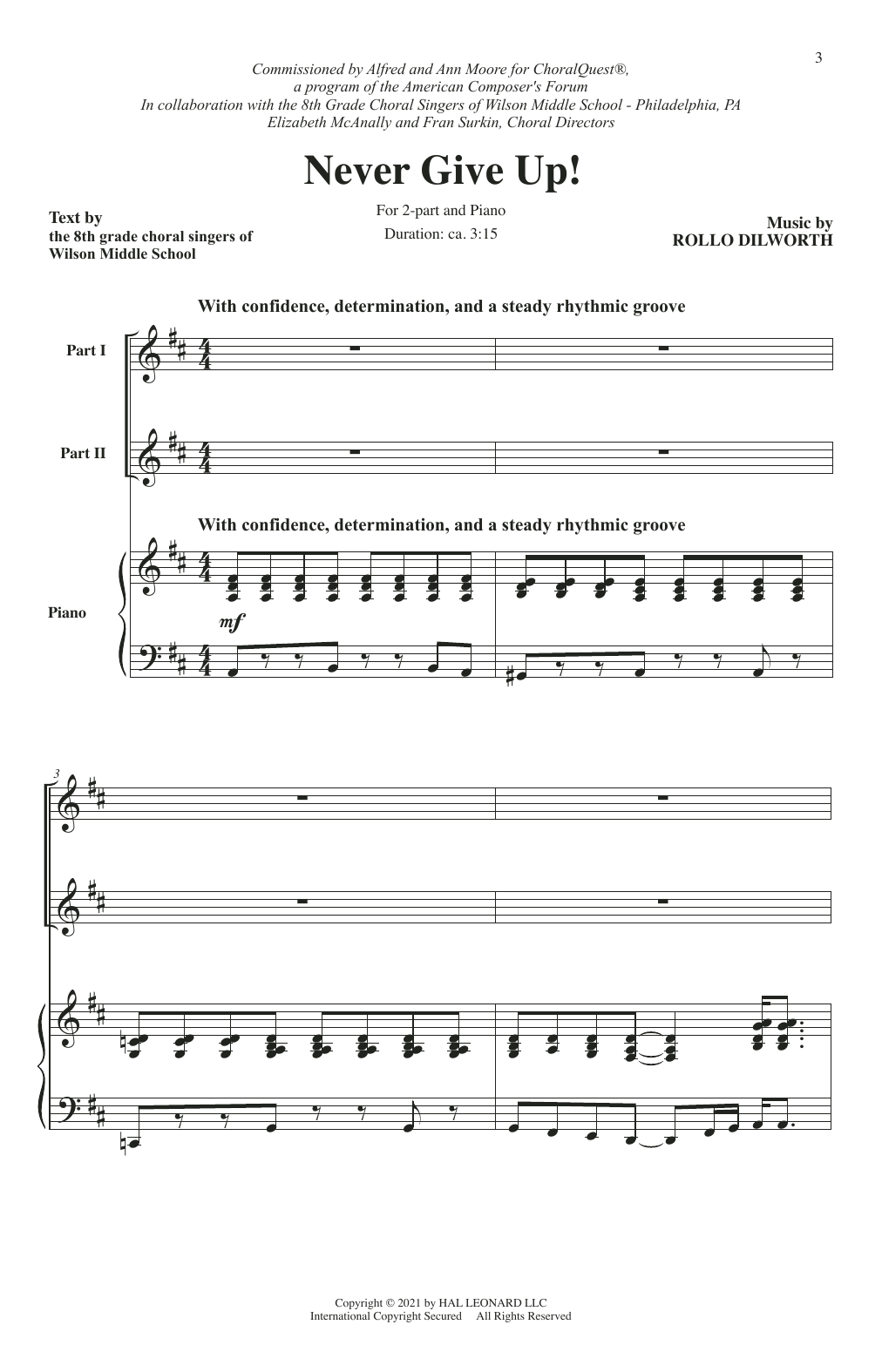 Download Rollo Dilworth Never Give Up Sheet Music