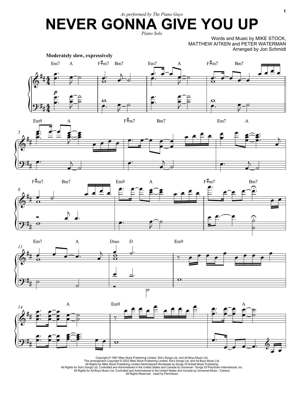 Download The Piano Guys Never Gonna Give You Up Sheet Music