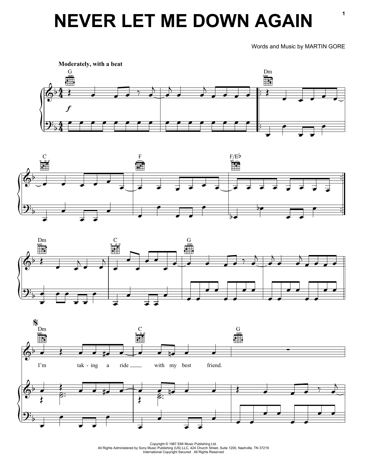 Download Depeche Mode Never Let Me Down Again Sheet Music