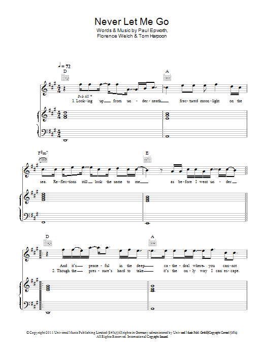 Download Florence And The Machine Never Let Me Go Sheet Music