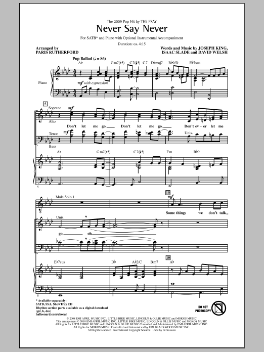 Download Paris Rutherford Never Say Never Sheet Music