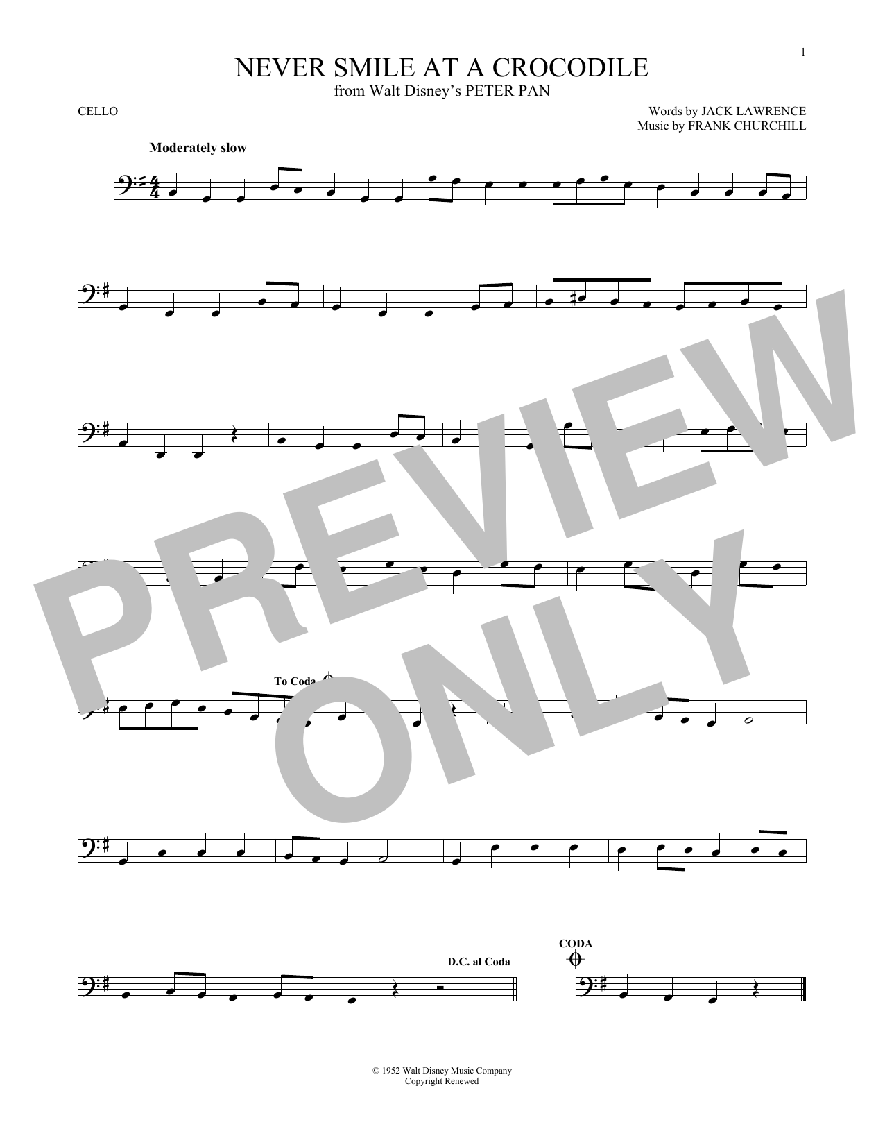 Download Frank Churchill Never Smile At A Crocodile Sheet Music