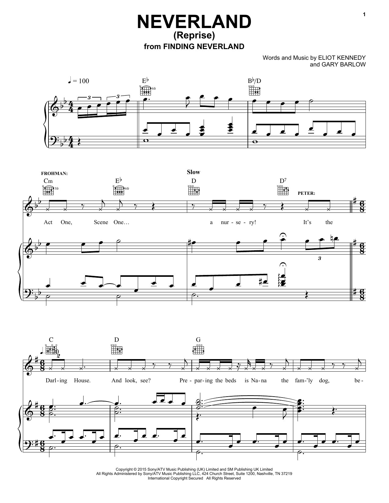 Download Gary Barlow & Eliot Kennedy Neverland (Reprise) (from 'Finding Neve Sheet Music