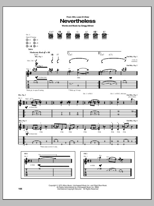 Download The Allman Brothers Band Nevertheless Sheet Music