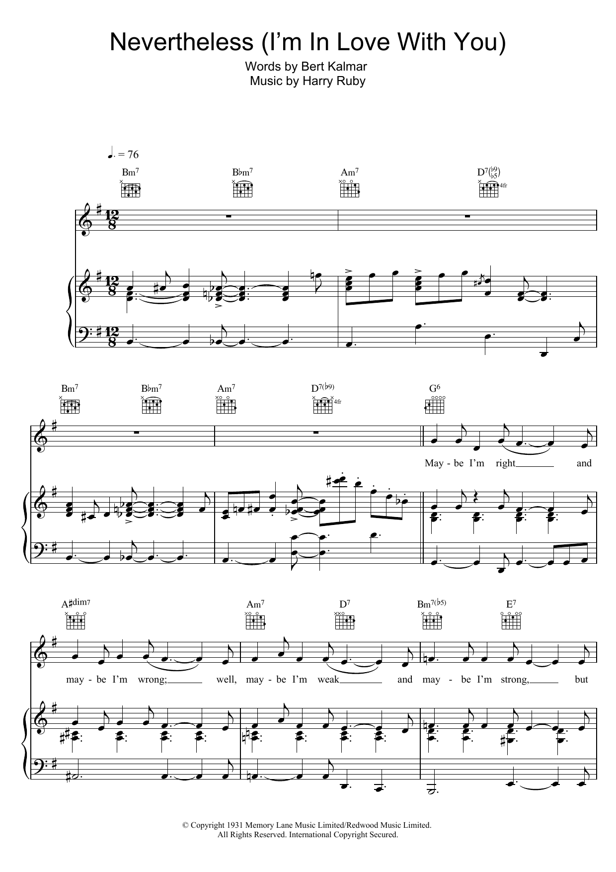 Download Michael Buble Nevertheless (I'm In Love With You) Sheet Music