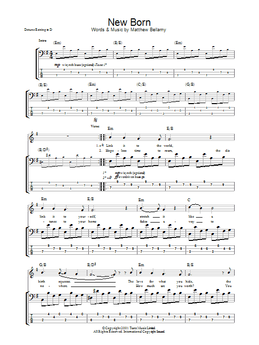 Download Muse New Born Sheet Music