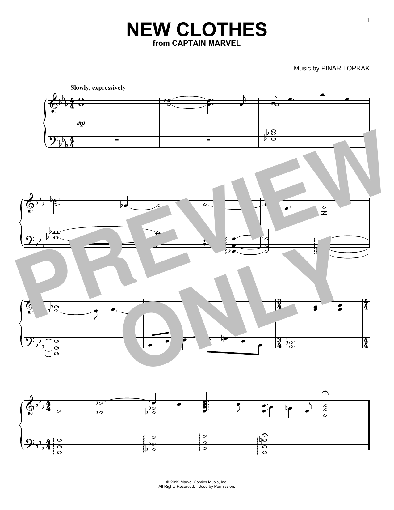 Download Pinar Toprak New Clothes (from Captain Marvel) Sheet Music