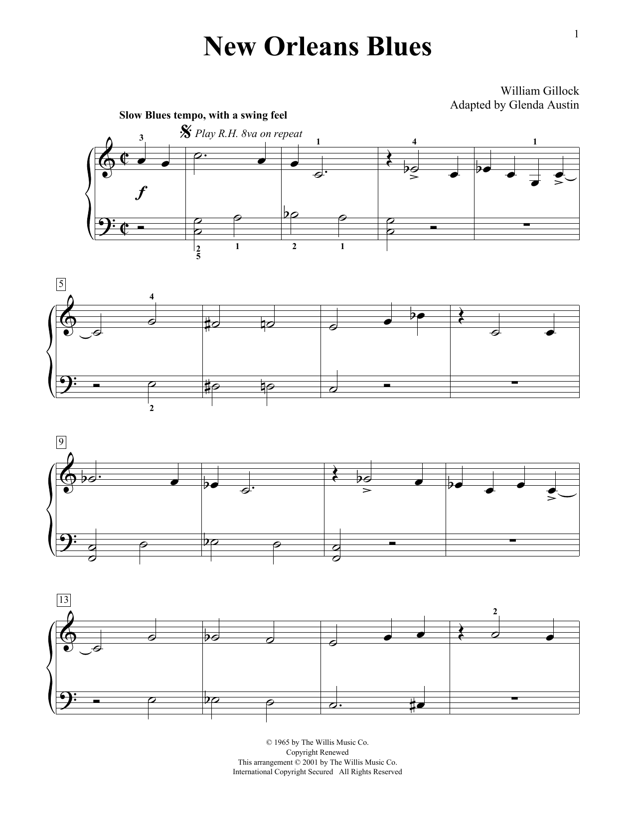 Download William Gillock New Orleans Blues (Simplified) (adapted Sheet Music