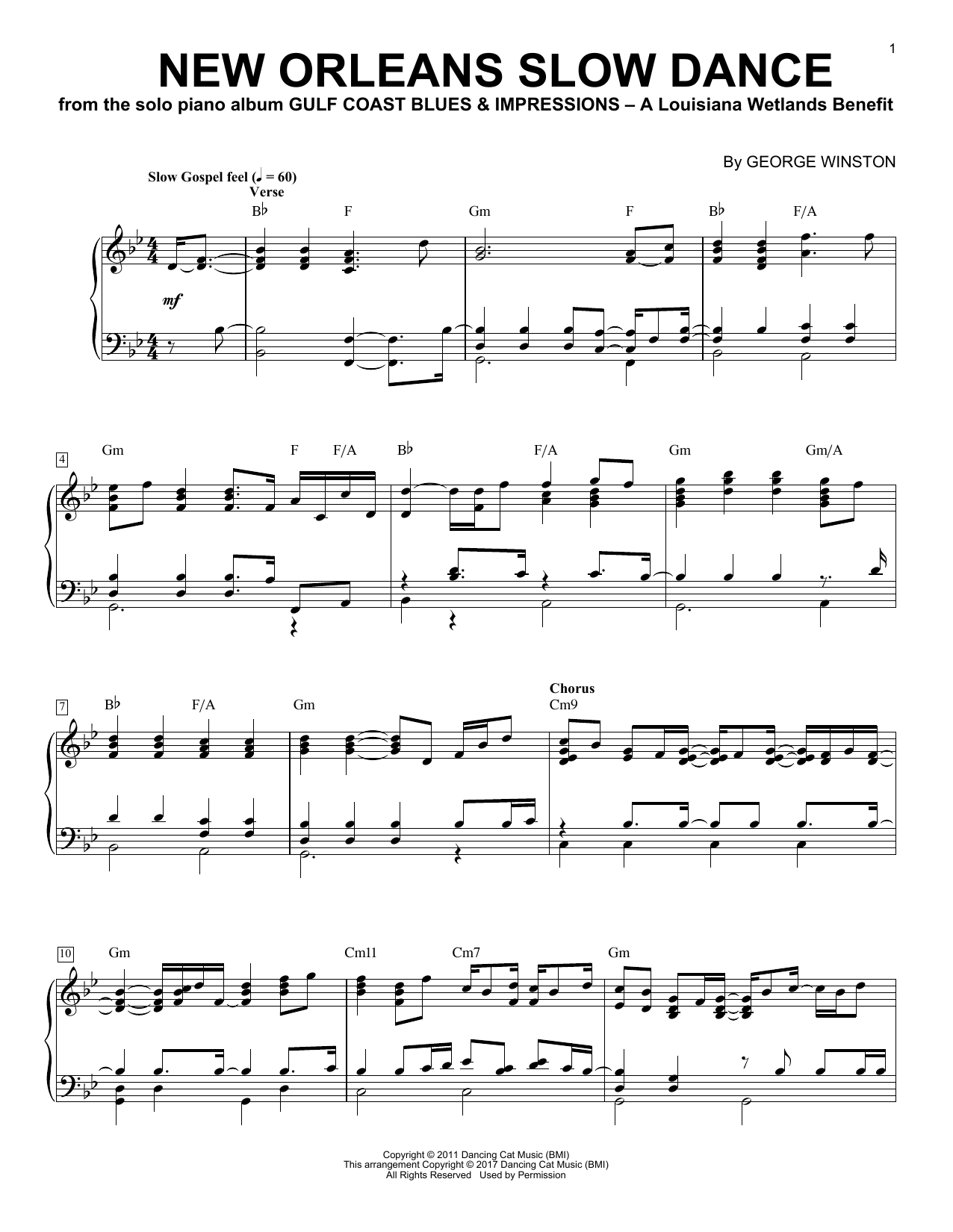 Download George Winston New Orleans Slow Dance Sheet Music