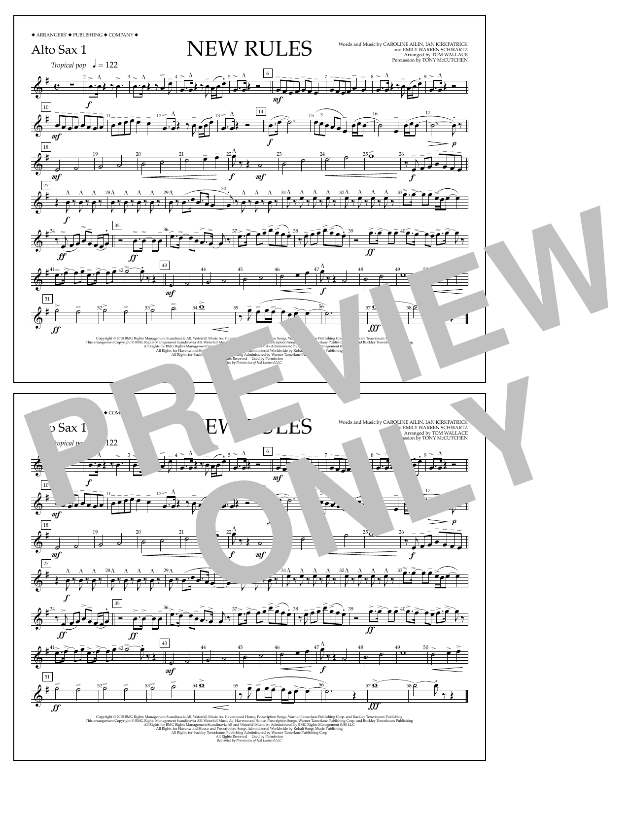 Download Tom Wallace New Rules - Alto Sax 1 Sheet Music
