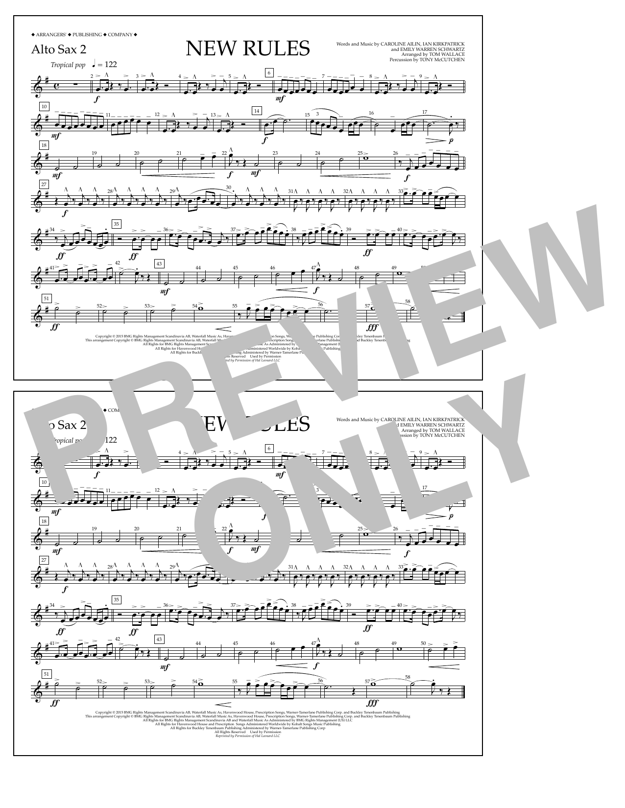 Download Tom Wallace New Rules - Alto Sax 2 Sheet Music