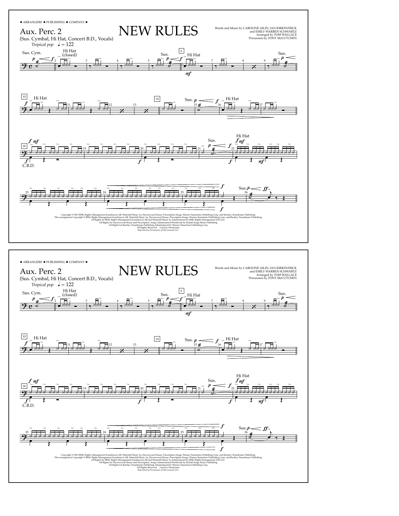 Download Tom Wallace New Rules - Aux. Perc. 2 Sheet Music