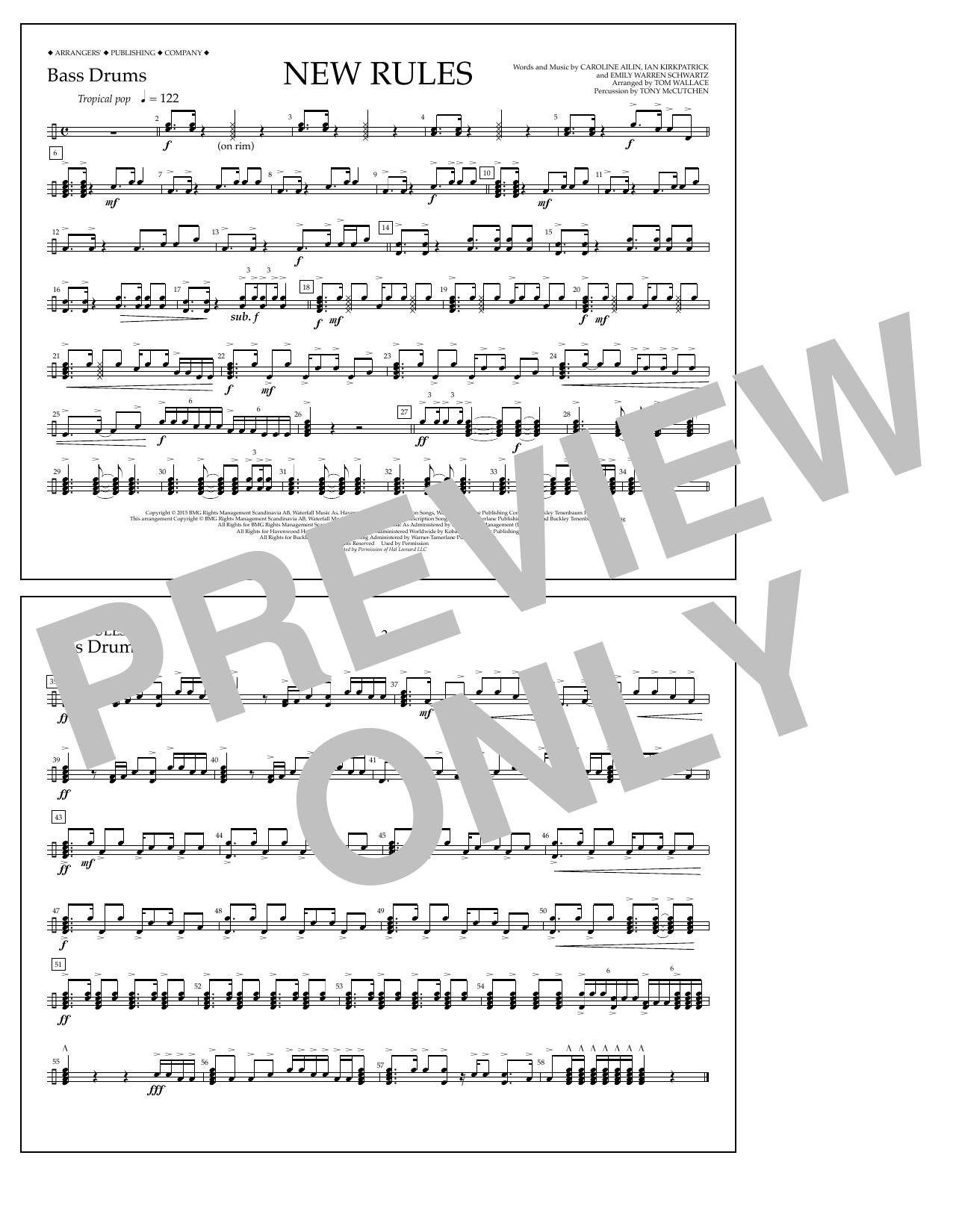 Download Tom Wallace New Rules - Bass Drums Sheet Music
