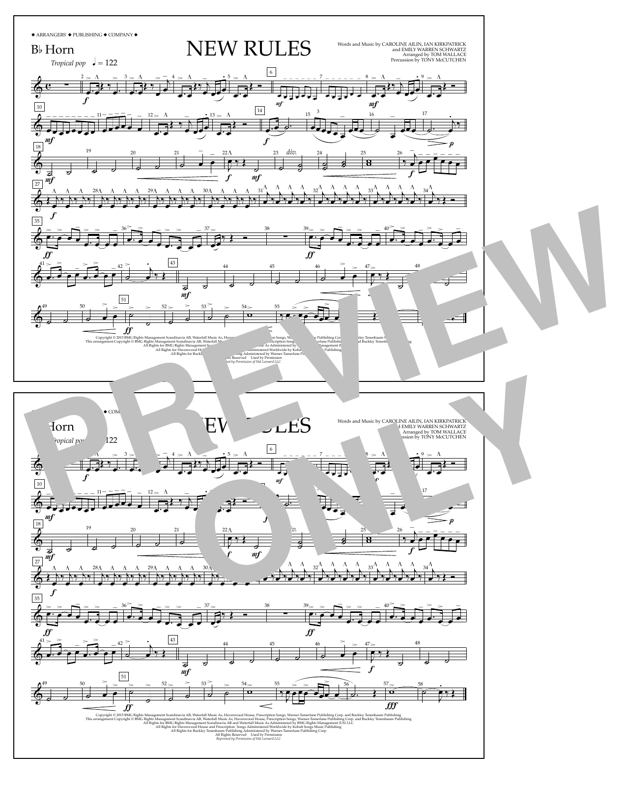 Download Tom Wallace New Rules - Bb Horn Sheet Music