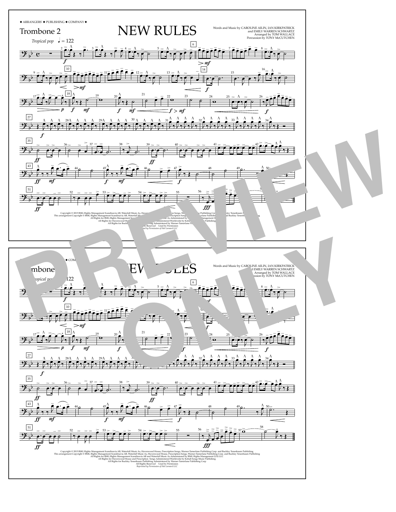 Download Tom Wallace New Rules - Trombone 2 Sheet Music