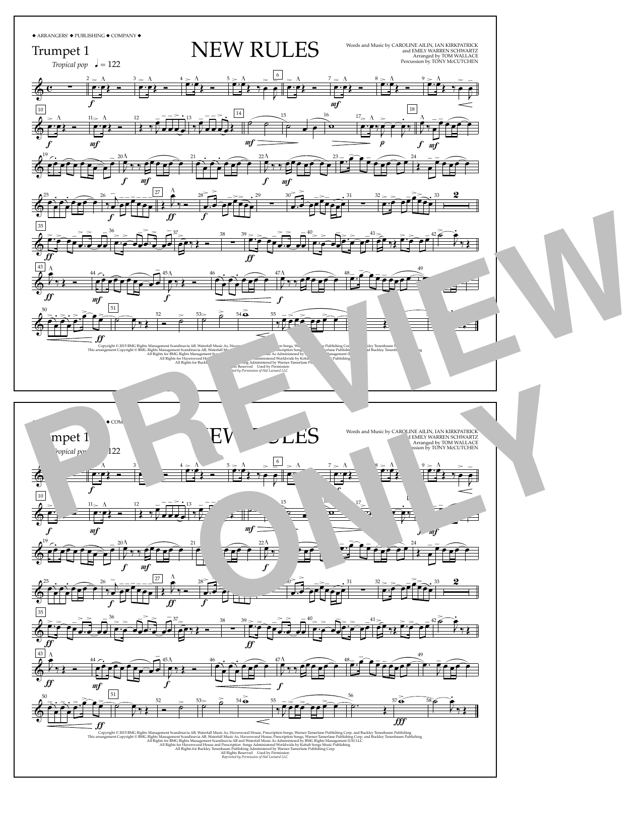 Download Tom Wallace New Rules - Trumpet 1 Sheet Music