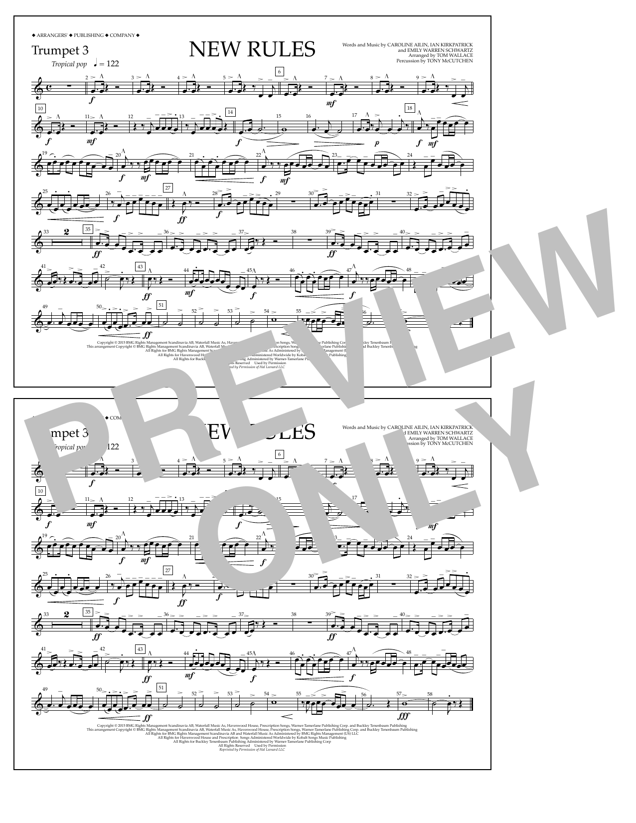 Download Tom Wallace New Rules - Trumpet 3 Sheet Music