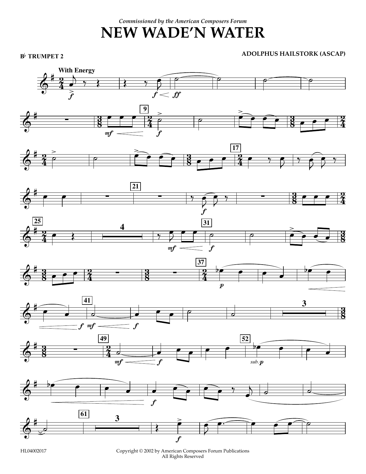 Download Adolphus Hailstork New Wade 'n Water - Bb Trumpet 2 Sheet Music