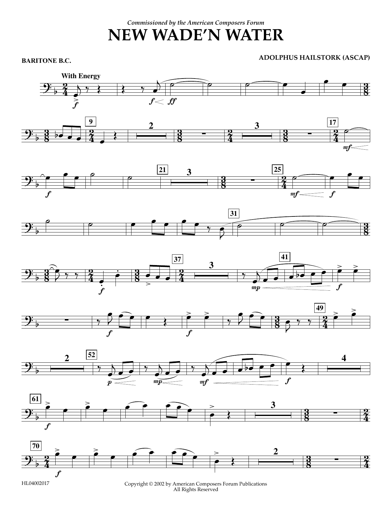 Download Adolphus Hailstork New Wade 'n Water - Euphonium in Bass C Sheet Music