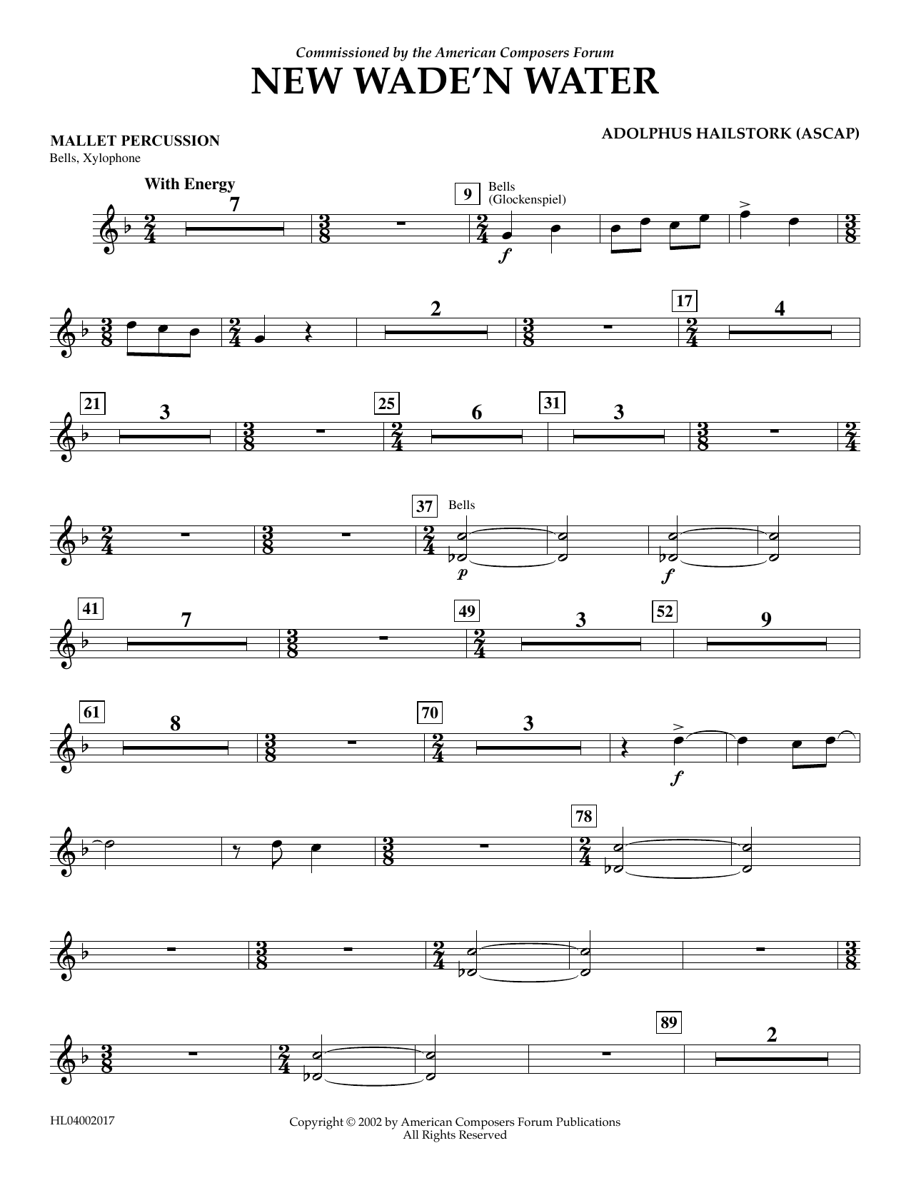 Download Adolphus Hailstork New Wade 'n Water - Mallet Percussion Sheet Music