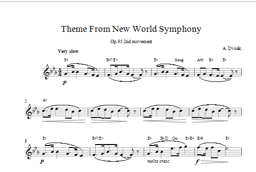 Antonin Dvorak Largo (from The New World) sheet music notes printable PDF score