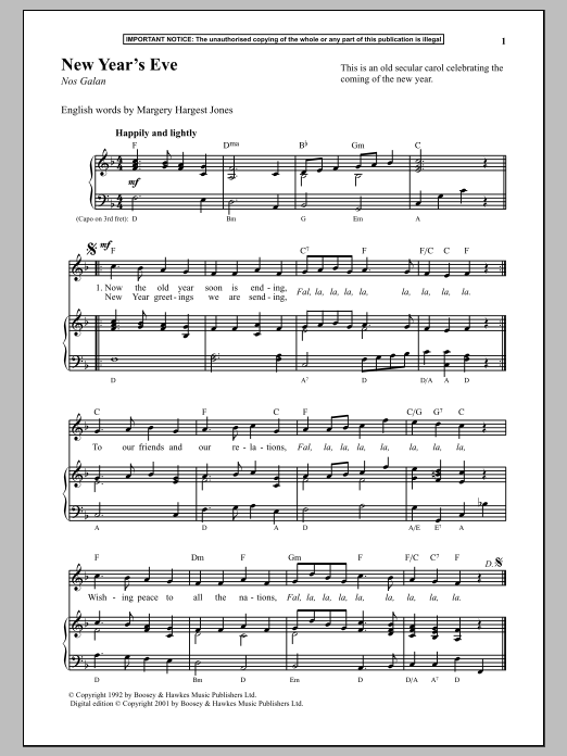 Download Anonymous New Year's Eve Sheet Music