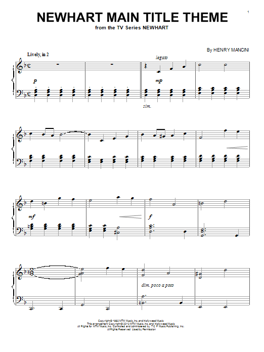 Download Henry Mancini Newhart Main Title Theme Sheet Music