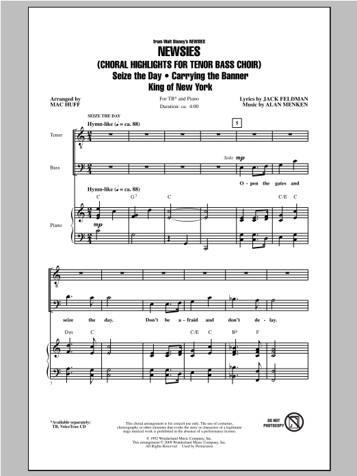 Download Mac Huff Newsies (Choral Highlights) Sheet Music