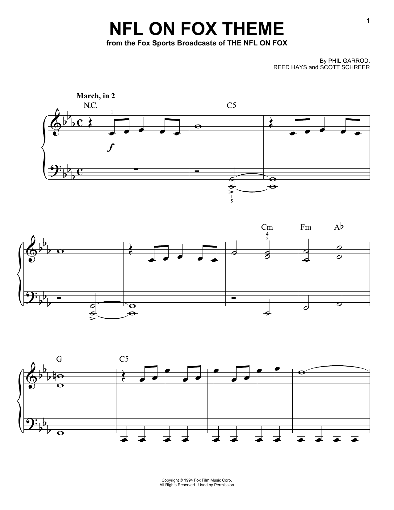 Download Phil Garrod, Reed Hayes and Scott Sc NFL On Fox Theme Sheet Music