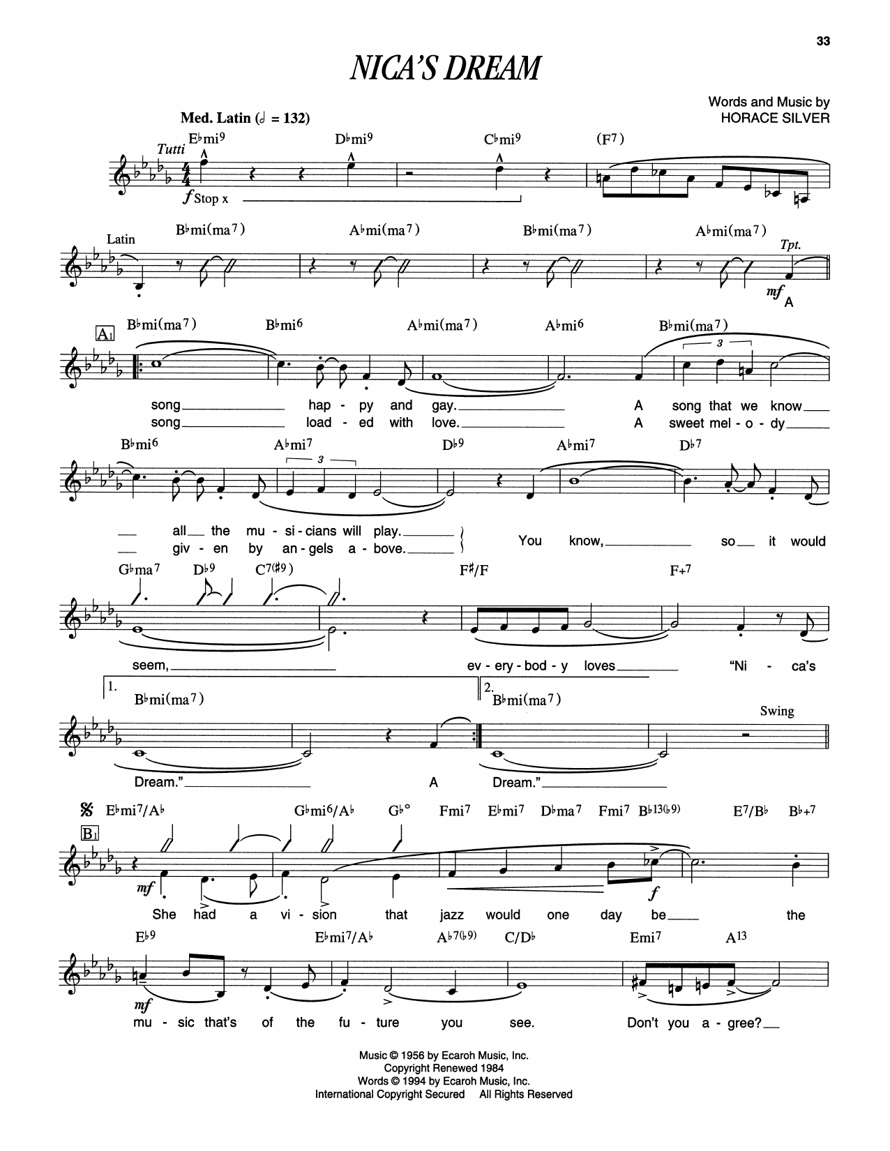 Download Horace Silver Nica's Dream Sheet Music