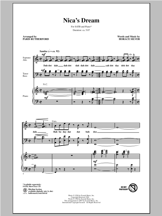 Download Paris Rutherford Nica's Dream Sheet Music