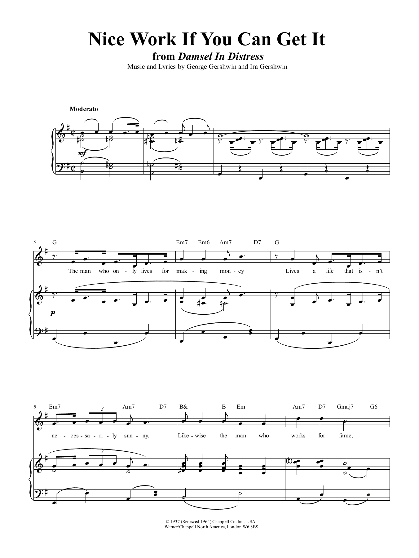 Download George Gershwin Nice Work If You Can Get It Sheet Music