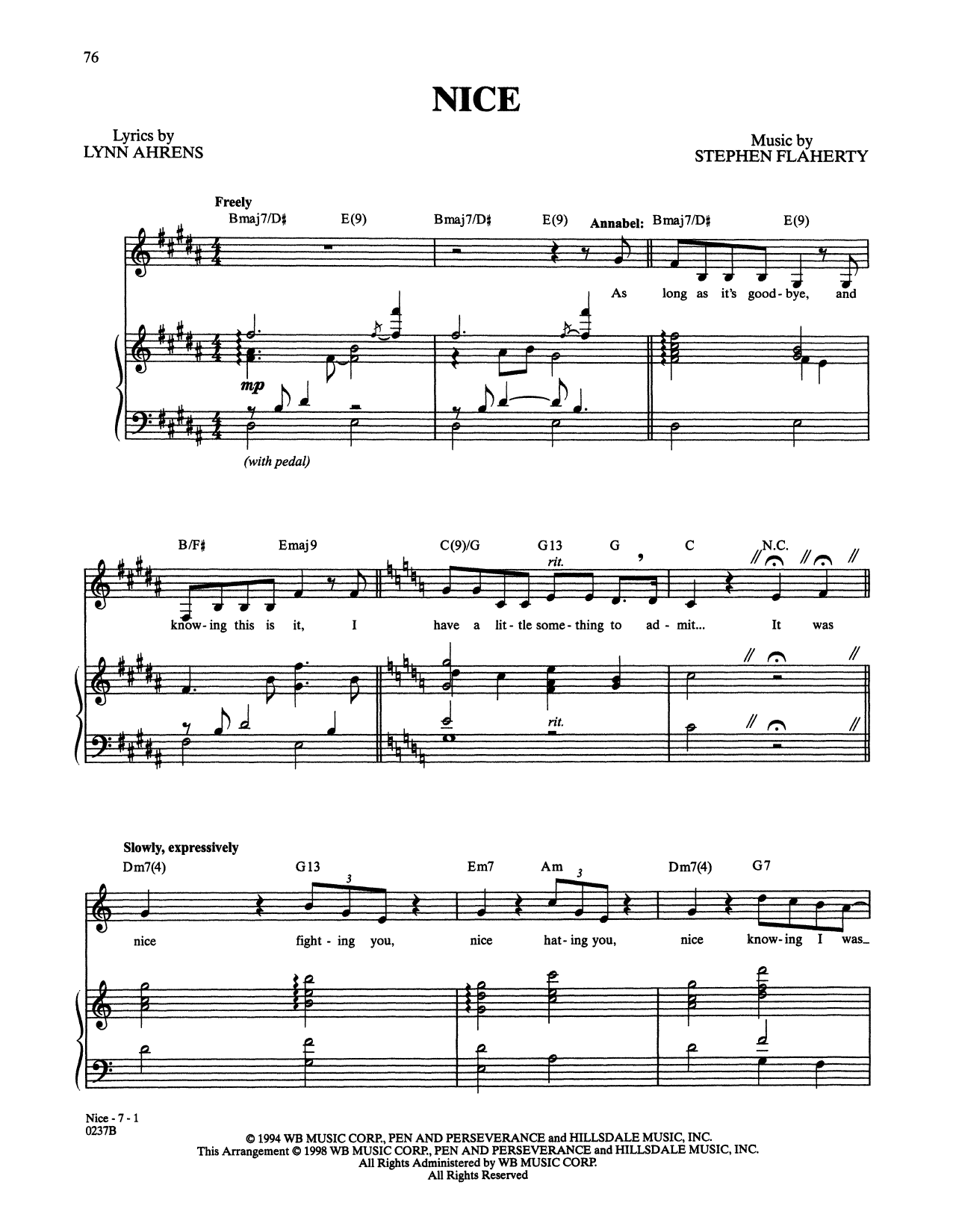 Download Stephen Flaherty and Lynn Ahrens Nice (from Lucky Stiff) Sheet Music