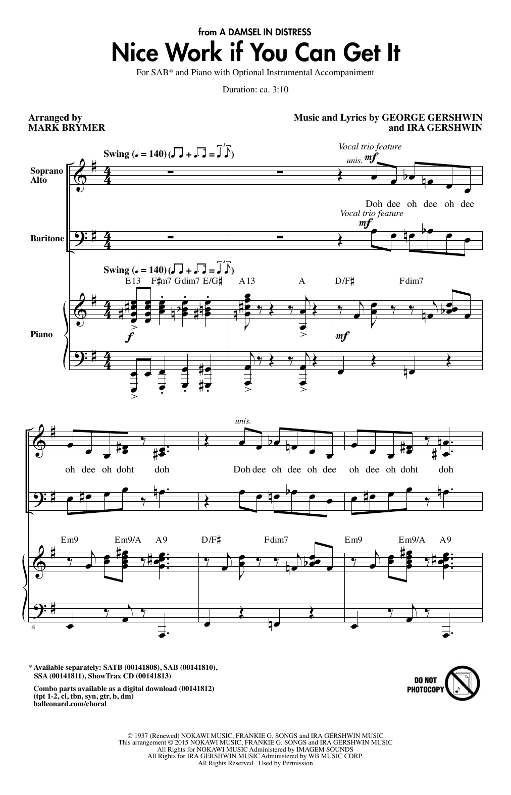 Download Mark Brymer Nice Work If You Can Get It Sheet Music