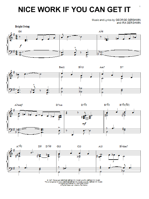 Download George Gershwin Nice Work If You Can Get It [Jazz versi Sheet Music