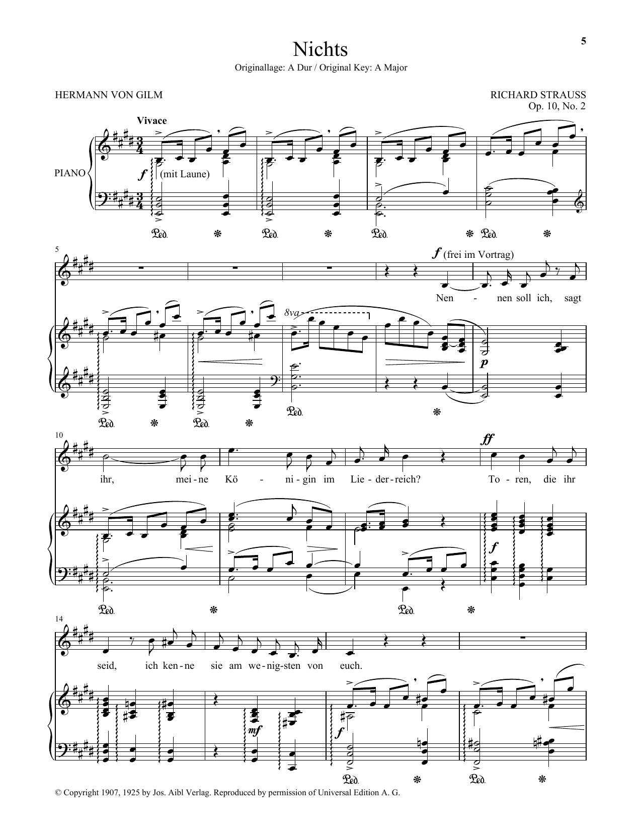 Download Richard Strauss Nichts (Low Voice) Sheet Music