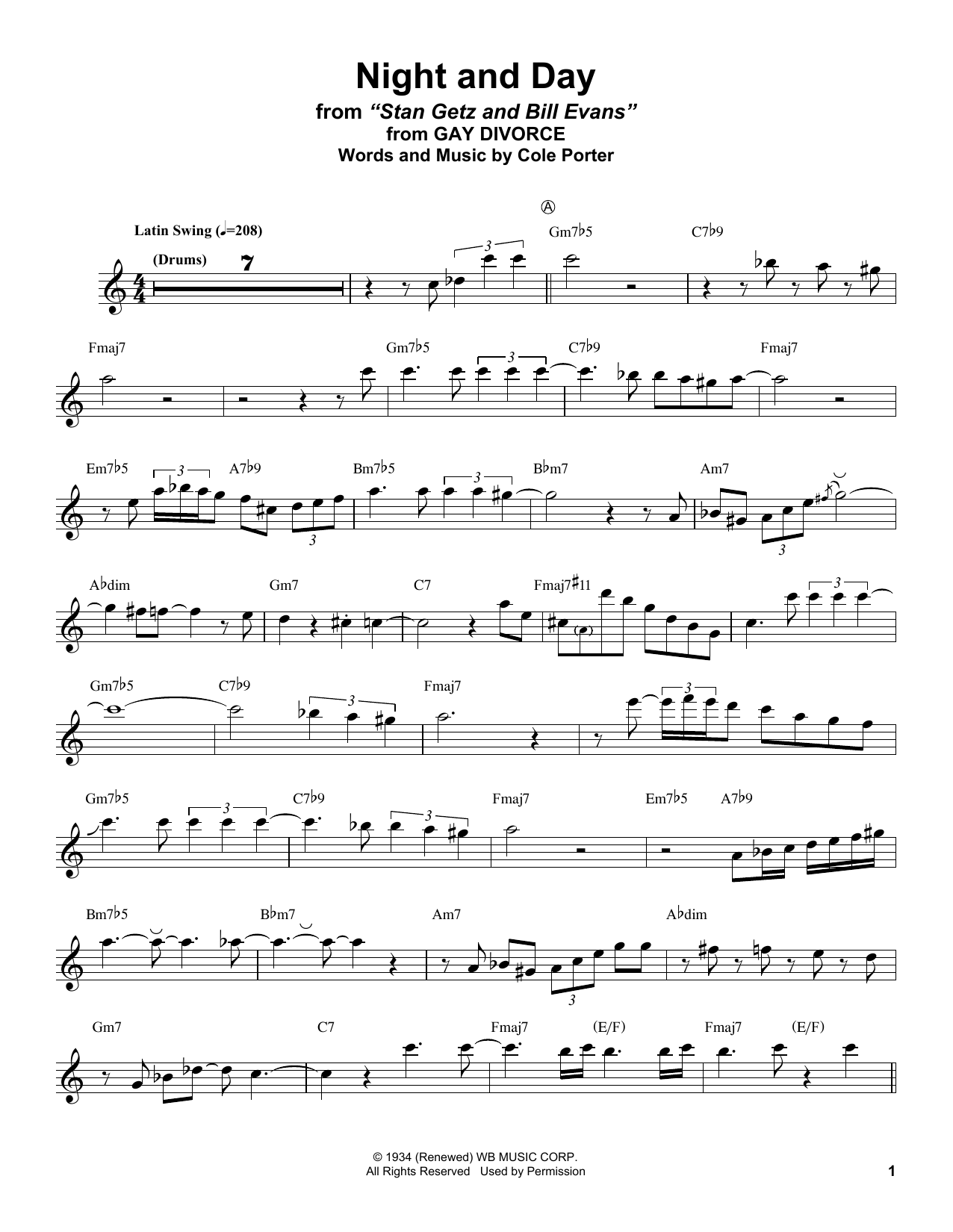 Download Stan Getz Night And Day Sheet Music