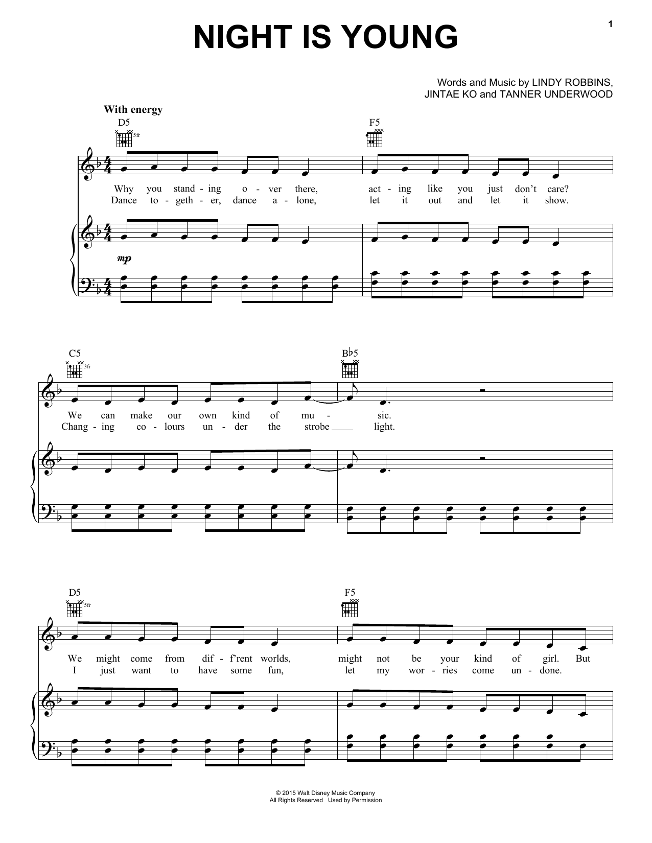 Download China Anne McClain Night Is Young (from Disney's Descendan Sheet Music