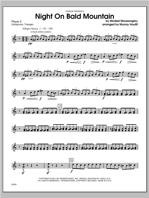 Download Houllif Night On Bald Mountain - Percussion 2 Sheet Music