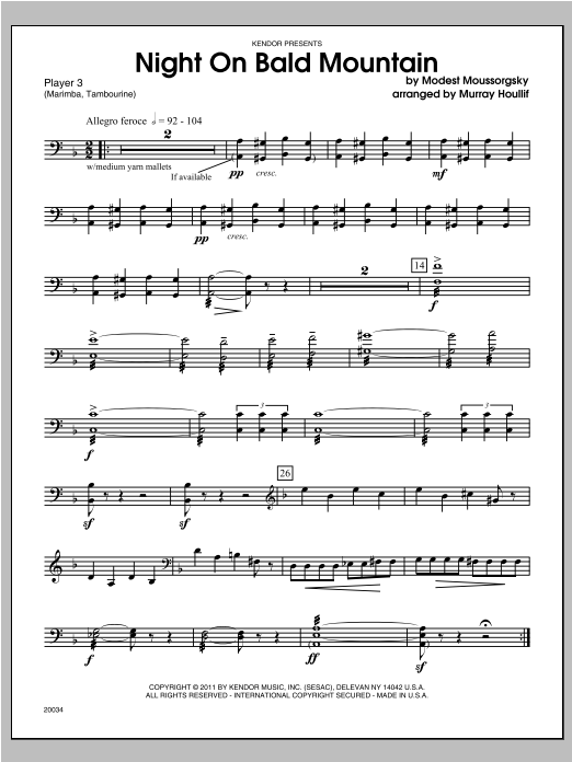 Download Houllif Night On Bald Mountain - Percussion 3 Sheet Music