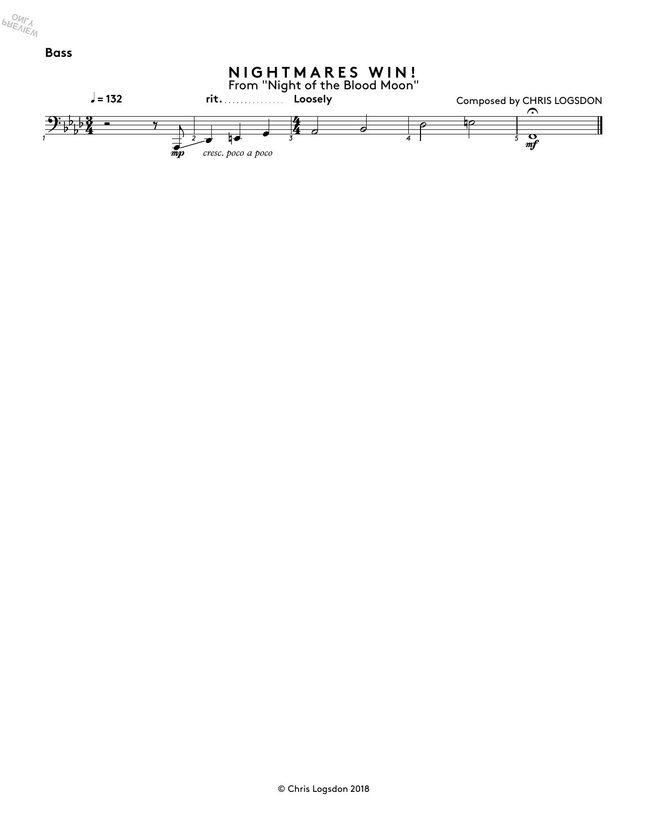 Download Chris Logsdon Nightmares Win! (from Night of the Bloo Sheet Music