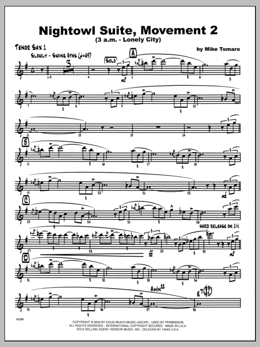 Download Mike Tomaro Nightowl Suite, Movement 2 (3 a.m. - Lo Sheet Music