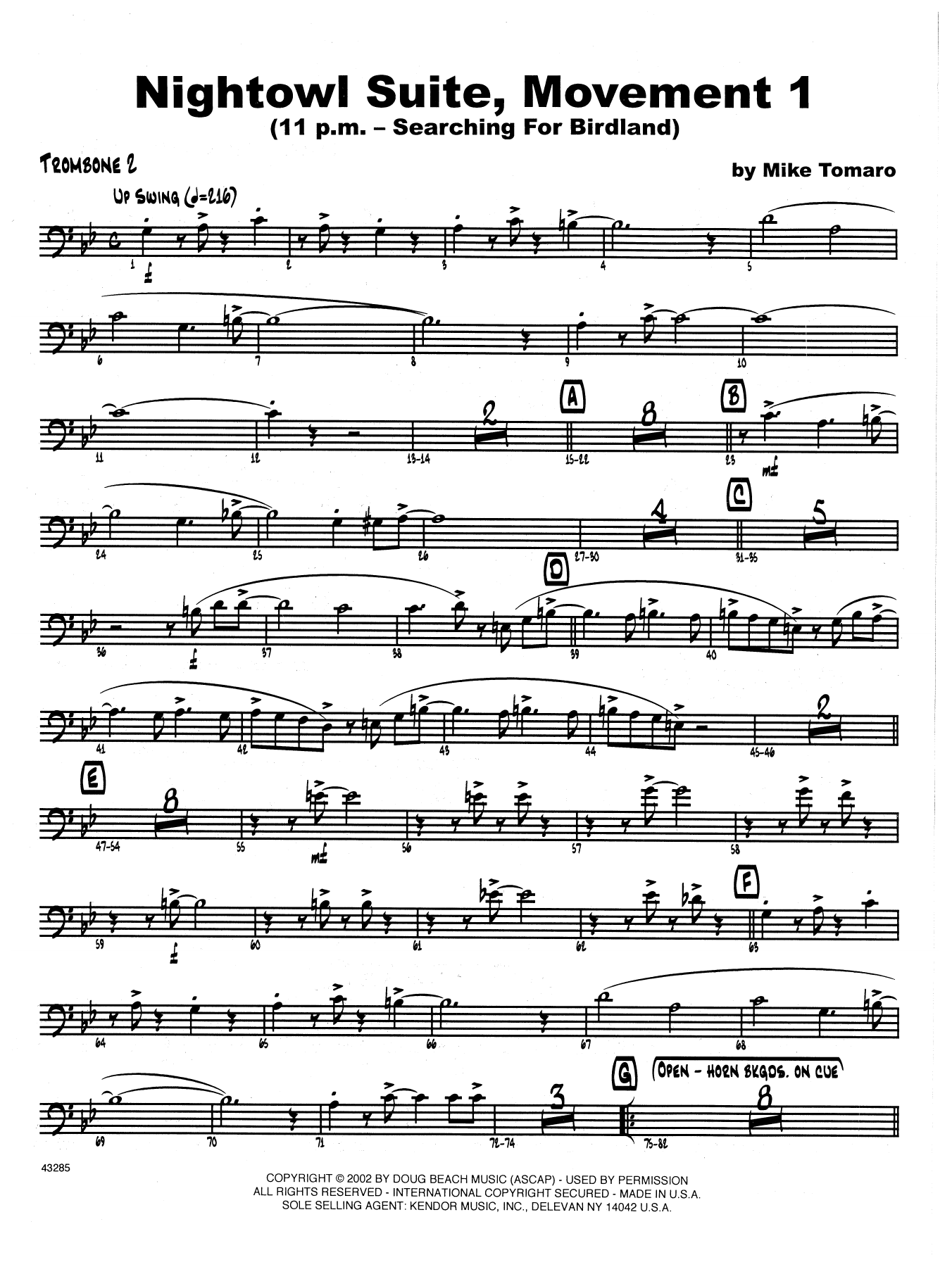 Download Mike Tomaro Nightowl Suite, Mvt. 1 - 2nd Trombone Sheet Music