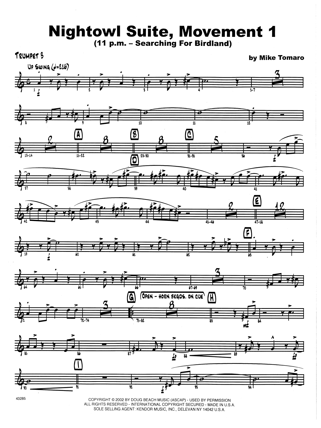 Download Mike Tomaro Nightowl Suite, Mvt. 1 - 3rd Bb Trumpet Sheet Music
