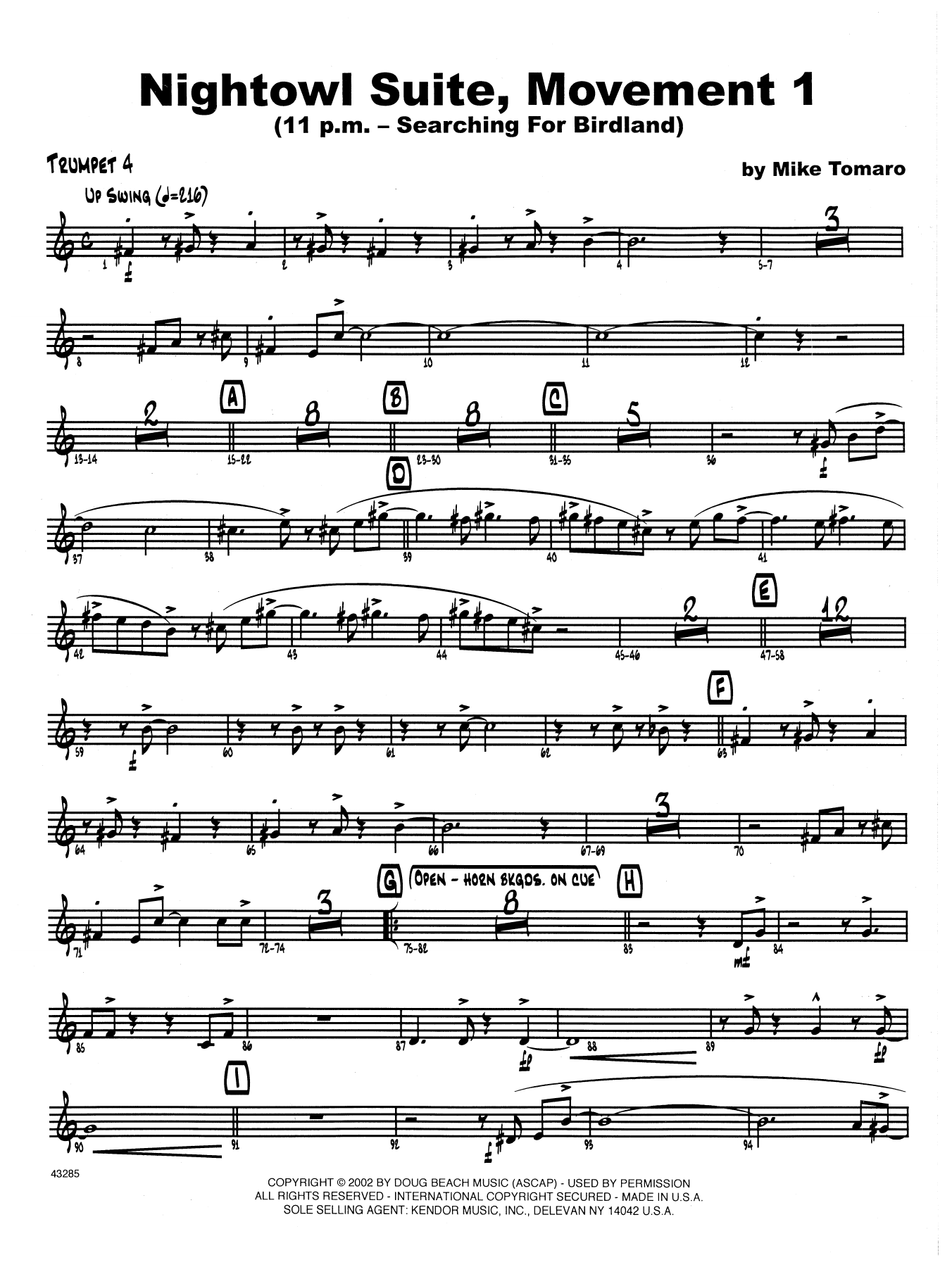 Download Mike Tomaro Nightowl Suite, Mvt. 1 - 4th Bb Trumpet Sheet Music